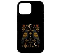 Scandinavian Folk Art Ravens Botanical Floral Case for iPhone 16 Pro Max