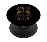 Scandinavian Folk Art Ravens Botanical Floral PopSockets Adhesive PopGrip