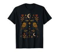 Scandinavian Folk Art Ravens Botanical Floral T-Shirt