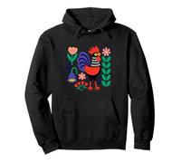 Scandinavian Folk Art Rooster Backyard Chickens Pullover Hoodie