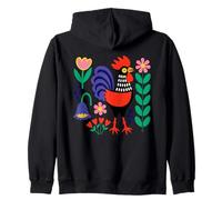 Scandinavian Folk Art Rooster Backyard Chickens Zip Hoodie