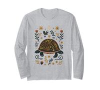 Scandinavian Folk Art Turtle Floral Botanical Long Sleeve T-Shirt