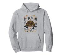 Scandinavian Folk Art Turtle Floral Botanical Pullover Hoodie