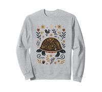 Scandinavian Folk Art Turtle Floral Botanical Sweatshirt