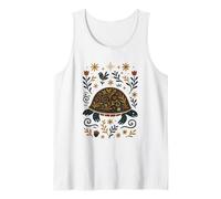 Scandinavian Folk Art Turtle Floral Botanical Tank Top