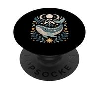 Scandinavian Folk Art Whale Celestial Ocean Moons Nautical PopSockets Adhesive PopGrip