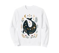 Scandinavian Folk Art Whale Celestial Ocean Moons Sweatshirt