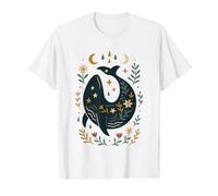 Scandinavian Folk Art Whale Celestial Ocean Moons Value Graphic T-Shirt, Men, White, M