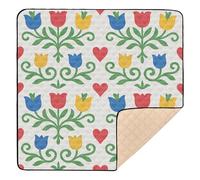 Scandinavian Folk Floral Large Sturdy Baby Playmat for Floor 1-Piecing Kicking Mat for Babies Infants Toddlers, 50'' x 50''