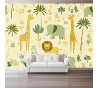 Scandinavian Hand Drawn Wallpaper, Non Woven Wall Murals, 150 x 105 cm | Animals Giraffes Elephants Lions Wall Murals, for Living Room Kitchen Dining Room Bedroom Home Decor Wallpaper