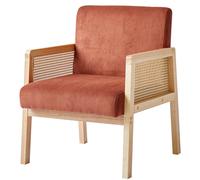 Scandinavian Lounge Armchair with Wooden Frame and Caning Nordlys Red One Size