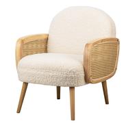 Scandinavian Lounge Armchair with Wooden Frame and Caning Nordlys White One Size
