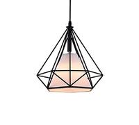 Scandinavian Metal Hanging Light Modern Diamond Shape Pendant Light Indoor Lighting Elegant Industrial Chaner 1-Light Dome Suspensiom Lamp for Restaurants Office Light Bar Coffee Shop (Black 14.9