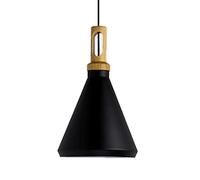 Scandinavian Metal Hanging Lights Vintage Chaner Wooden Handle Vintage Single Head Pendant Lamp Personalized Metal Ceiling Lighting Fixture for Fast Food Restaurants Office