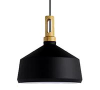 Scandinavian Metal Hanging Lights Vintage Chaner Wooden Handle Vintage Single Head Pendant Lamp Personalized Metal Ceiling Lighting Fixture for Fast Food Restaurants Office