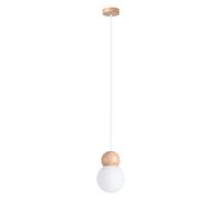 Scandinavian Pendant Light PEKKA 1 Glass White/Natural wood G9 LED