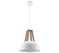 Scandinavian Pendant Light White Steel Natural Wood E27 Ceiling Lamp Modern