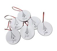 Scandinavian personalised Ornaments, 2024 Modern Christmas Tree Decor, Wooden Christmas Tree Bauble with Primitive Print Gift, Christmas Tags