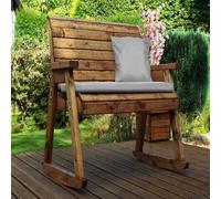 Scandinavian Redwood Garden Bench by Charles Taylor - 2 Seats Grey Cushions