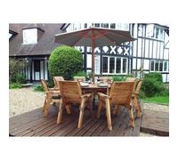 Scandinavian Redwood Garden Furniture Set by Charles Taylor - 8 Seats Grey Cushions
