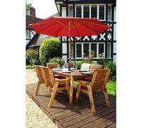Scandinavian Redwood Garden Patio Dining Set by Charles Taylor - 6 Seats Green Cushions