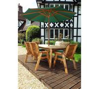 Scandinavian Redwood Garden Patio Dining Set by Charles Taylor - 6 Seats Green Cushions