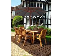 Scandinavian Redwood Garden Patio Dining Set by Charles Taylor - 6 Seats Grey Cushions