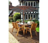 Scandinavian Redwood Garden Patio Dining Set by Charles Taylor - 6 Seats Grey Cushions