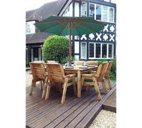 Scandinavian Redwood Garden Patio Dining Set by Charles Taylor - 8 Seats Burgundy Cushions