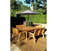 Scandinavian Redwood Garden Patio Dining Set by Charles Taylor - 8 Seats Grey Cushions