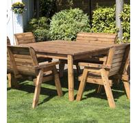 Scandinavian Redwood Garden Patio Dining Set by Charles Taylor - 8 Seats Grey Cushions