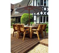 Scandinavian Redwood Garden Patio Dining Set by Charles Taylor - 8 Seats Grey Cushions