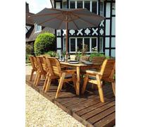 Scandinavian Redwood Garden Patio Dining Set by Charles Taylor - 8 Seats Grey Cushions