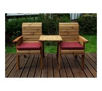Scandinavian Redwood Garden Tete a Tete by Charles Taylor - 2 Seats Burgundy Cushions