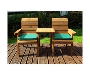 Scandinavian Redwood Garden Tete a Tete by Charles Taylor - 2 Seats Green Cushions