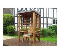 Scandinavian Redwood Natural Garden Chair Arbour by Charles Taylor with Grey Cushions