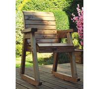 Scandinavian Redwood Natural Garden Rocking Chair by Charles Taylor with Grey Cushions