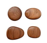 Scandinavian Solid Wood Coat Hook, Natural Door & Wall Mounted Hanger, Pebble Shaped Handle for Hat Bag Towel, No Drill(Kakhi)
