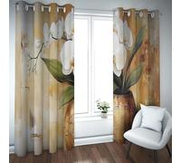 Scandinavian Still Life Blackout Curtains for Living Room Orchid Branches in a Pot Pattern Noise Reducing Window Curtains Bedroom Room Decor W46xL72in 2 Panels