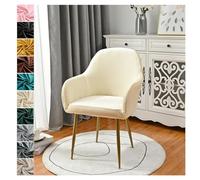 Scandinavian Stretch Chair Covers - Velvet Dining Chair Slipcover with Armrests for Office Restaurant Bar Kitchen 6pcs Beige - ElegantEasy to Clean