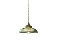 Scandinavian Style All Brass Pendant Light with Green Striped Glass Shade E27 Single Head Glass Hanging Light Pure Copper Vintage Brass LED Personalized Minimalist Simple Head Chandelier