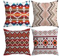 Scandinavian Style Cushion Covers 60 x 60 cm Set of 4 Linen Large Sofa Cushions Covers Decorative Pillows Double Sided Cushion Cover with Invisible Zipper Square Pillow Cases for Outdoor Garden A96