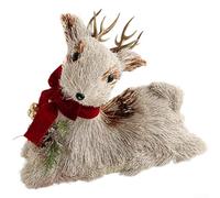 Scandinavian Style Foam Elk Plush Doll Christmas Ornament Lightweight Tabletop Window Decor Modern Grey Moose Festive Art Home Decoration for Tree and Desktop Displays(Bow-tie Sitting Elk)