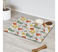 Scandinavian Style Fruit Pet Feeding Mat for Cat Dog Water Bowl Food Mats Fruit Fattern Pet Feeding Mats Absorbent Nti-Slip Contain Spills Protects Floors Placemat 30.4 x 50.8 cm