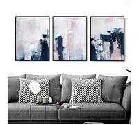 Scandinavian Style Pink & Navy Blue Wall Art Abstract Canvas Poster Minimalist Print Painting Modern Wall Pictures Decoration-50x70cmx3Pcs-No Frame