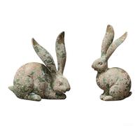 Scandinavian Style Resin Rabbit Statue Bronze Tone for Contemporary Rustic or Industrial Interior Decor (I)