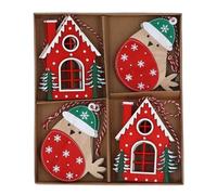 Scandinavian Style Wooden Robin Decorations | Red Bird Accents for Christmas Tree & Festive Home Décor x8