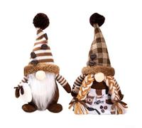 Scandinavian Tomte Gnomes 2 Pack Soft Plush Holiday | Classic Scandinavian design, tall cotton hats, white beard and braid details, traditional Tomte charm, cozy home vibe
