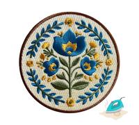 Scandinavian Tulip Folk Art Iron On Patch 3.5" | 1-Pack Embroidered Sew On Patches for Clothing, Jeans, Jackets, Backpacks, Hoodies - Nordic Botanical Applique - Embroidery Patch for Tote Bags