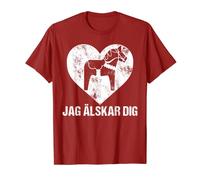 Scandinavian Valentine's Day Dala Horse Tee Jag Alskar Dig T-Shirt